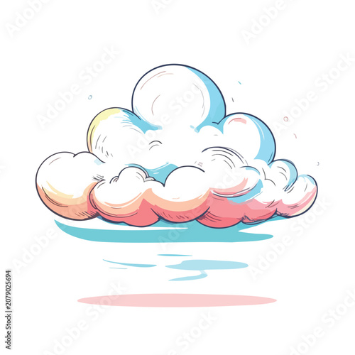 Stylized artistic drawing of a fluffy cumulus cloud with pastel colors.