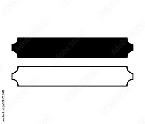 Two empty horizontal ribbon banners in black and white outline, ideal for text labels and headers