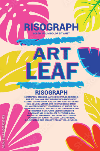 Risograph Tropical Leaf Poster Design