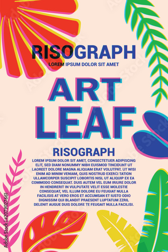 Risograph Tropical Leaf Poster Design