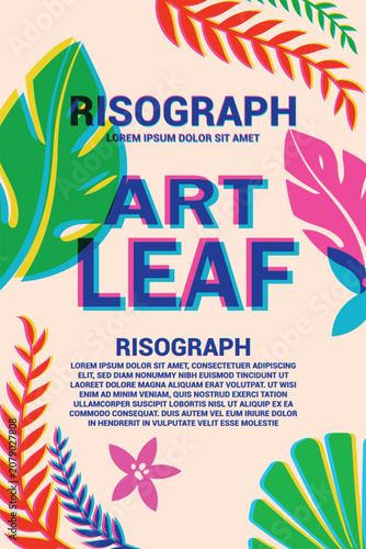 Risograph Tropical Leaf Poster Design