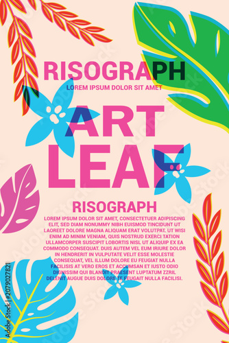 Risograph Tropical Leaf Poster Design