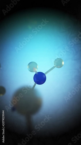 Ammonia Molecules Floating in Cinematic Blue World - Vertical