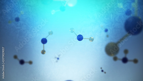 Canvastavla Ammonia Molecules Floating in Cinematic Blue World