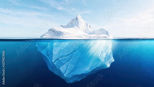 Iceberg in ocean with visible underwater part