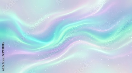 Abstract holographic background with wavy pastel colors and glowing sparkles