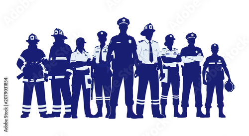 Group of diverse emergency first responders and public safety officers