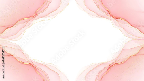 Pink gold marbled background with white center space