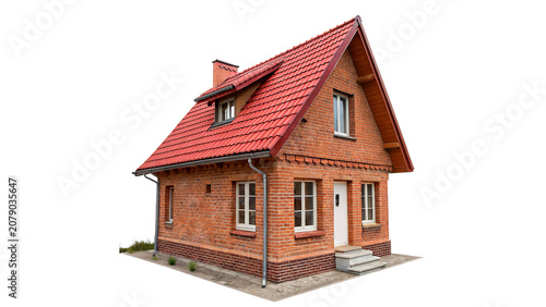 Tableau sur toile Detailed architectural model of a small country residential house isolated on tr
