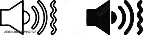 Valokuva Speaker sound wave volume level vector illustration, Speaker sound wave volume l