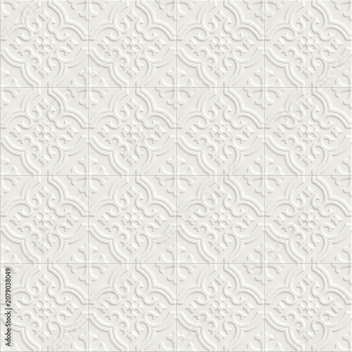 Floral-patterned porcelain tiles. Perfect seamless pattern.