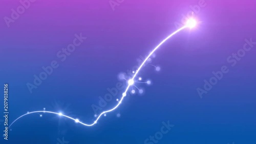 Abstract Dynamic Glowing White Line with Sparkling Particles Rising on a Blue and Purple Gradient Background - Success, Growth, and Technology Concept Motion Graphic
