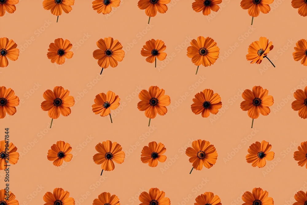 Fototapeta premium An orange flower pattern on an orange background