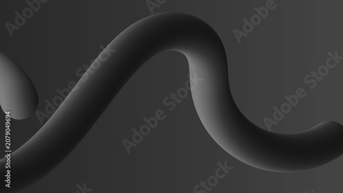 Abstract flowing black ribbon background with smooth gradient monochrome design