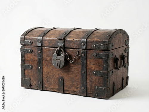 Treasure chest closed isolated on white background