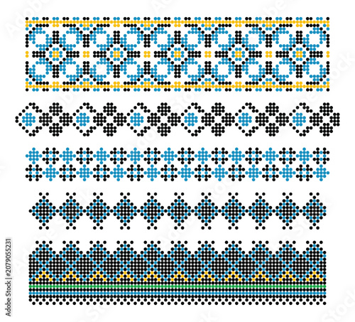 Ukrainian Beaded Folk Ornament Set from Lviv