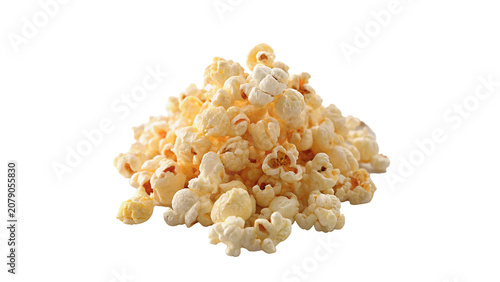 Tableau sur toile A messy pile of crispy golden sweet caramel popcorn snack isolated on transparen