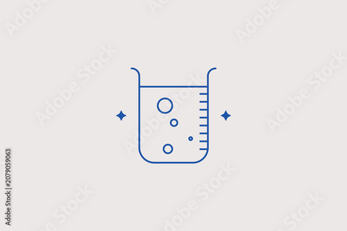 Foto Glass laboratory beaker filled with boiling liquid line icon for chemical manufacturer