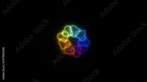 Colorful shapes forming a pattern against a black background