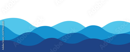 Minimalist blue sea waves background with multi-layered papercut effect.