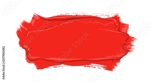 Fotografie Vibrant red acrylic paint smear with bristle texture