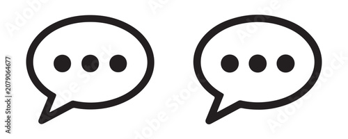 Tableau sur toile Two chat bubble icons with ellipsis for messaging interface and communication app layout
