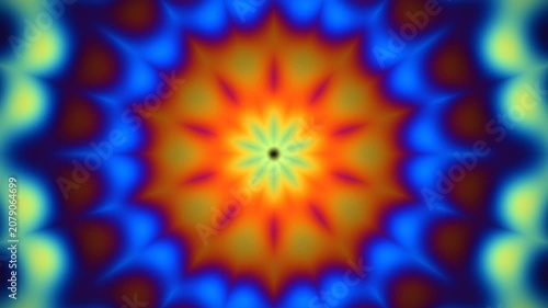 Colorful abstract pattern with radial design in blue and orange shades