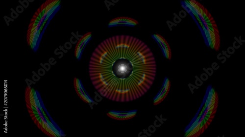Colorful abstract pattern with circular shapes on dark background