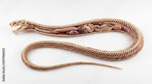 Quadro su tela Anatomical model of a snake with its skeletal structure and internal organs expo