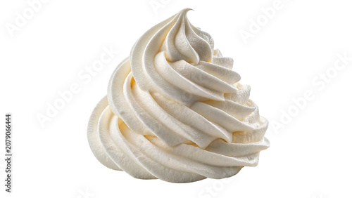 Fotografía Swirl of whipped white cream or sweet meringue dessert topping isolated on trans