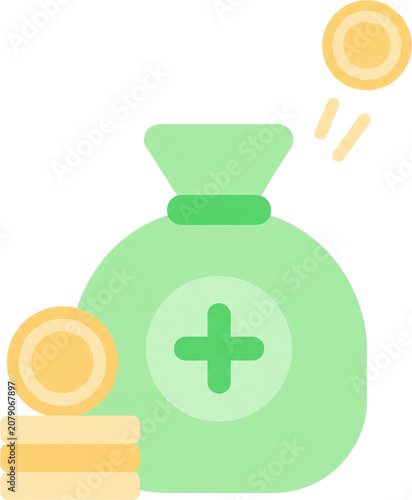 Flat Pastel Financial and Business Icon Clipart Set Isolated on Transparent Background