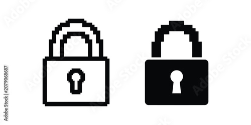 Konstfotografi Set of pixel art padlock icons for cybersecurity and digital protection interfac