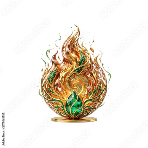 Elegant Golden Flame Icon with Decorative Fire Design