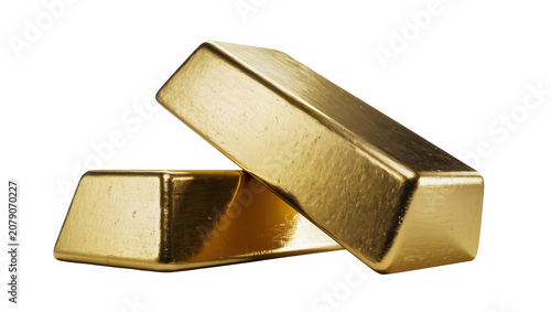Fotografija Isolated two lustrous gold bars diagonally stacked symbolizing investment and fi
