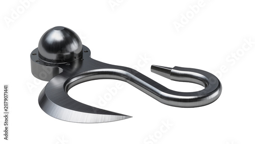 Quadro su tela Isolated heavy duty brushed metal hook with sharp blade and sturdy spherical top