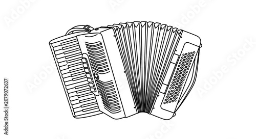 Konstfotografi Accordion, musical instrument, black and white illustration, vector drawing, con