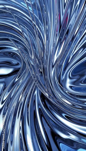 Reflective metallic ribbons intertwine without contact creating elegant futuristic abstract luxury technology inspired visuals