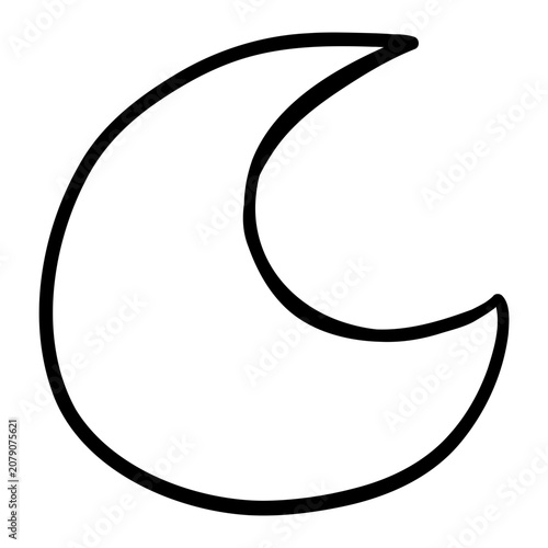 A hand-drawn crescent moon icon symbolizing night, sleep, and dark mode