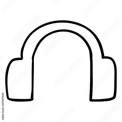 A hand-drawn headphones icon representing music, audio, and listening experiences.