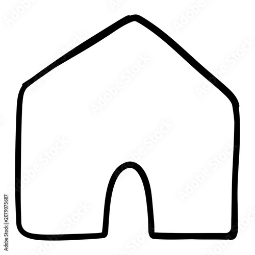 A hand-drawn home icon representing a house, homepage, or residential place