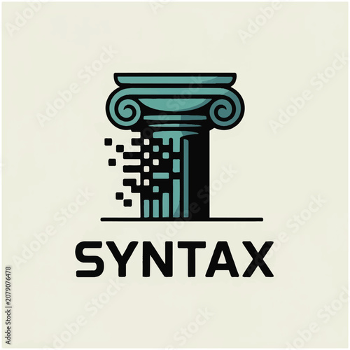 Ancient Greek column transforming into digital pixels symbolizing syntax and structure.