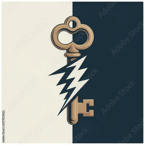 Golden Key with Lightning Bolt.
