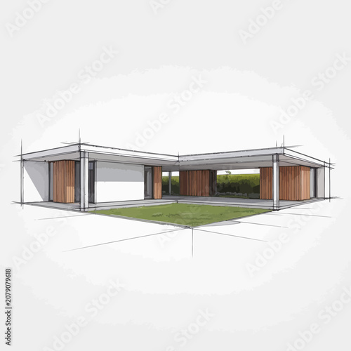 Modern House with Flat Roof Design.