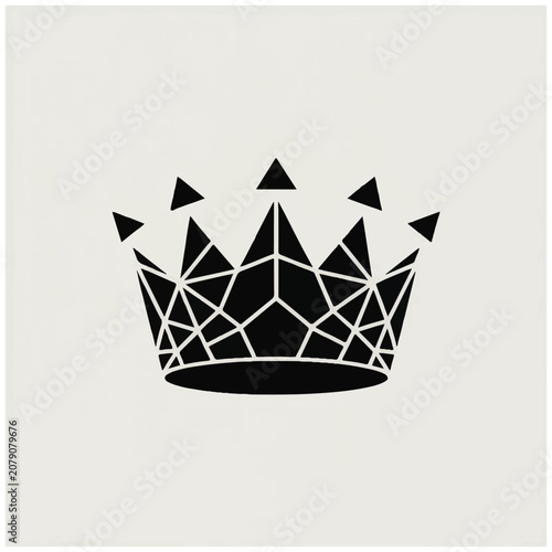 Modern geometric black crown icon with faceted design.