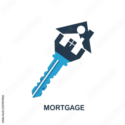 Mortgage Key Icon Representing Home Ownership and Finance.