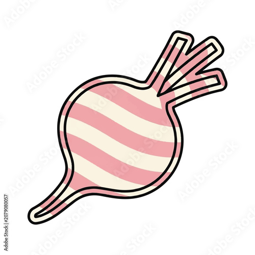 Stylized Pink and White Striped Beetroot Illustration.