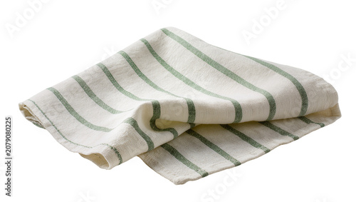 фотографія Isolated neatly folded everyday kitchen towel made of natural fabric with classi