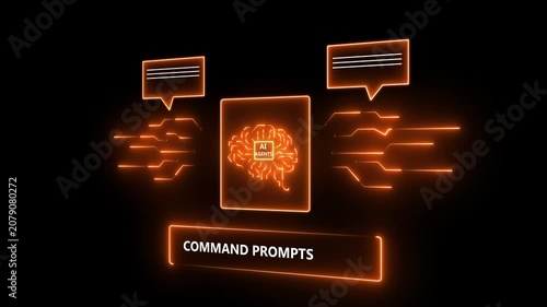 Artificial intelligence agents concept on the transparent background. surrounded by data and analytics elements, representing AI research, automation, motion 4k animation video.