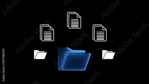 Document management system concept on the transparent background. Motion graphics of file management concept. motion graphic 4k animation video