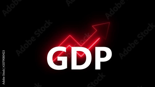 GDP Growth concept on the transparent background. Global economy, national budgets, Animation of GDP sign with up arrow. motion graphic of GDP with arrow concept.